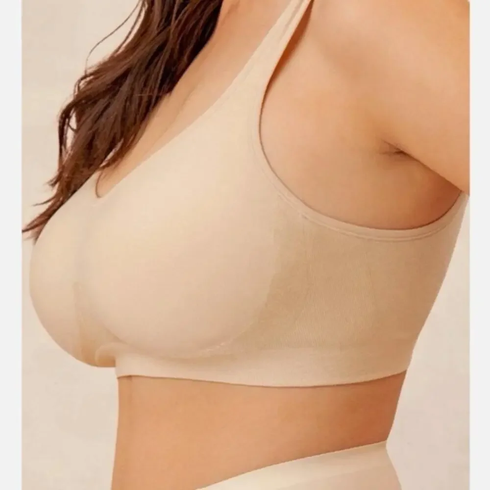 Truekind Women's 2XL Plus Daily Comfort Wireless Shaper Bra Chai Beige 10022